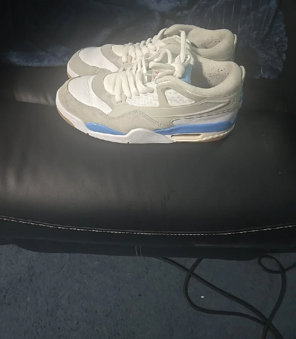 Mens White & Light Blue Athletic Sneakers